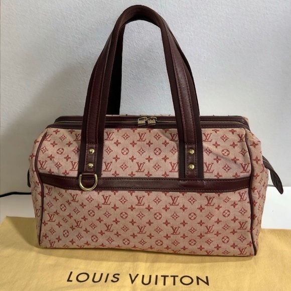 Louis Vuitton Burgundy Red Mini Lin Josephine GM with Gold Crossbody Chain - Picture 16 of 17